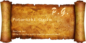 Potorszki Gyula névjegykártya